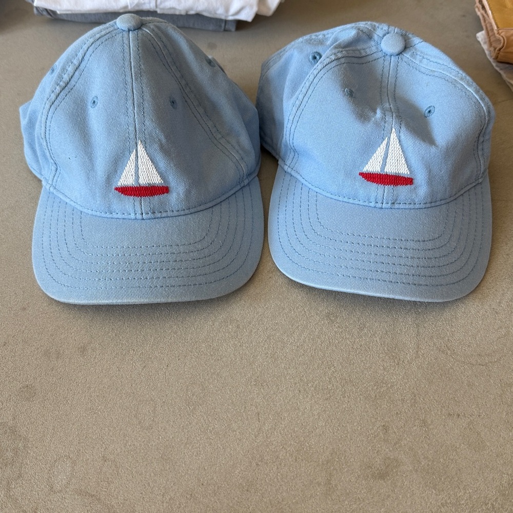 Blue Caps with Sailboat Embroidery